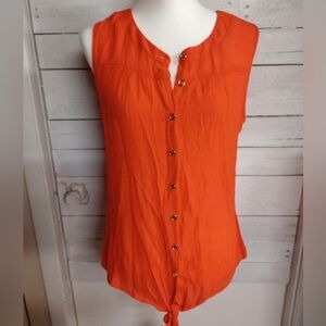 Perseption Concept Women's Large Orange Sleeveless Lightweight Blouse Spring